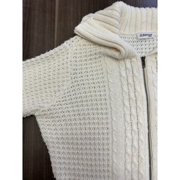 St. John’s Bay Ivory Cable Knit Full Zip Cardigan Sweater Women’s XL Fisherman - Picture 3 of 8